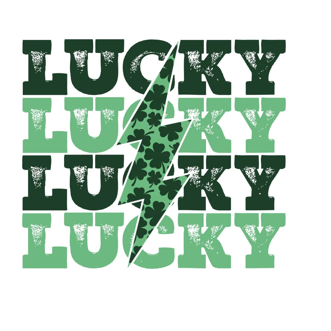 Stacked Lucky Shamrock Bolt DTF Transfer Etsy