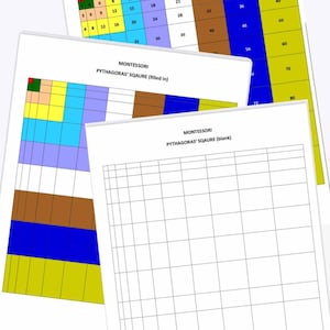 Pythagoras&#39; Square Montessori 3 pages