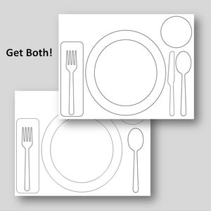 Tovaglietta Montessori stampabile da 2 pagine Design semplice - 2 versioni con coltello e senza - Download digitale