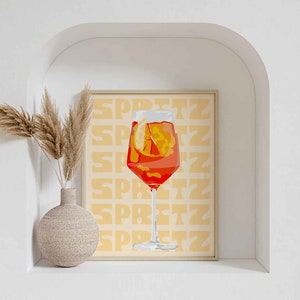 Arte de pared Spritz (descarga digital): póster de cóctel, arte de cóctel, arte de pared de moda, impresiones de pared de moda, decoración acogedora de la habitación, póster naranja.