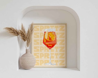 Spritz wall art (digital download) - cocktail poster, cocktail art, trendy wall art, trendy wall prints, cozy room decor, orange poster.