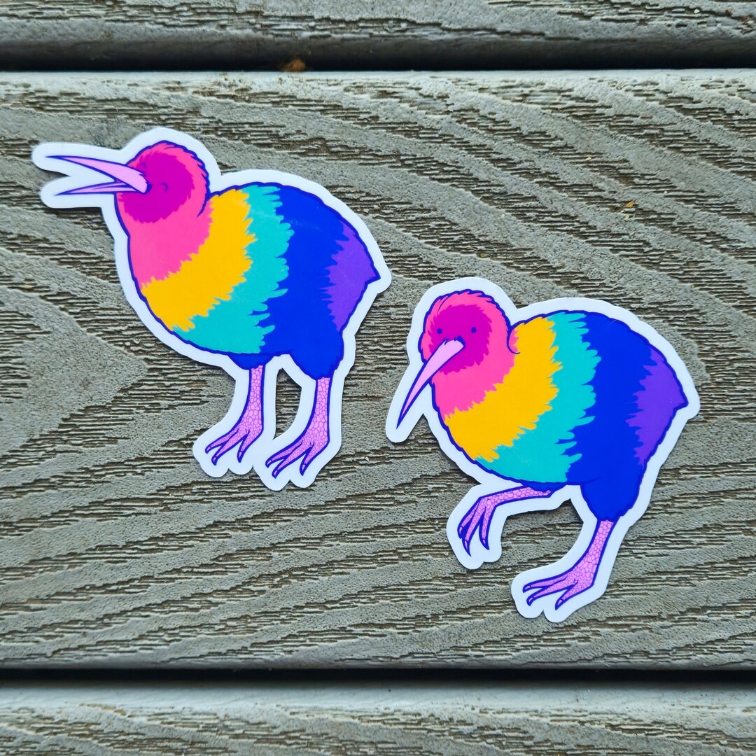 Trans Color Animal Kiwi Bird Stickers Rainbow/gay, Trans Pride Animal Stickers Decals Die ...