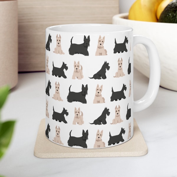 Scottish Terrier coffee mug, scottie mom gift, dog ceramic mug, puppy tea cup, housewarming gift