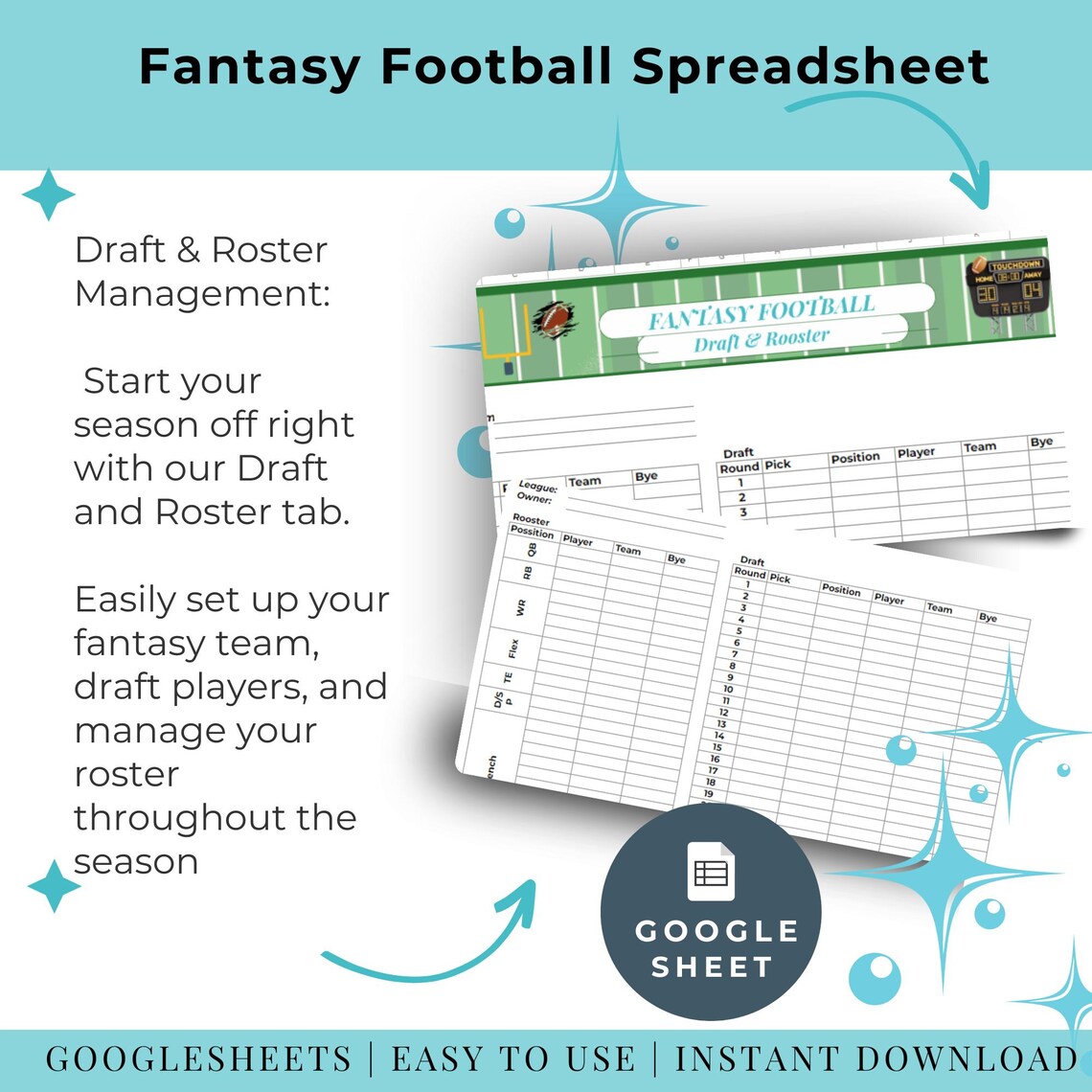 Fantasy Football Spreadsheet Tracker Google Sheets Teams League Score
