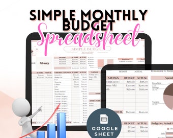 Monthly Budget Spreadsheet: Google Sheets Finance Tracker (Digital Download)