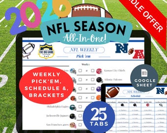 Complete Football Office Pool Kit Bundle Pro Football Weekly Pickem Complete Package  Bonus Season Schedule with Playoff Brackets