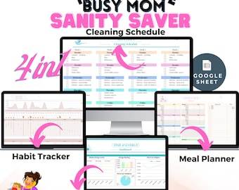 Meal Planning Spreadsheet Google Sheets Template Editable Calendar Mega Bundle Habit Tracker Cleaning Schedule Energy  Mom Busy Combo  Prep