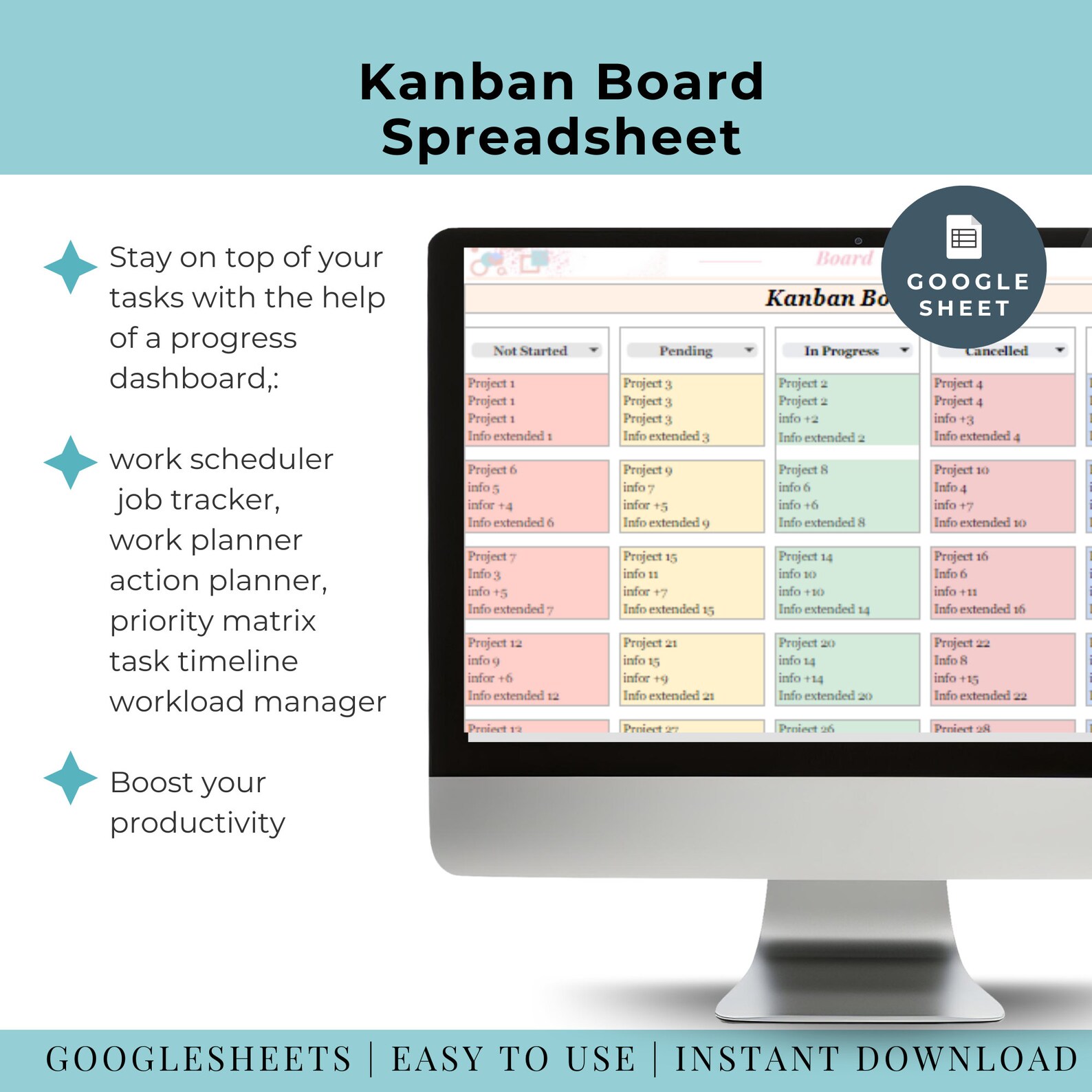 Google Sheets Kanban Board Template Progress Dashboard Kanban in Google ...