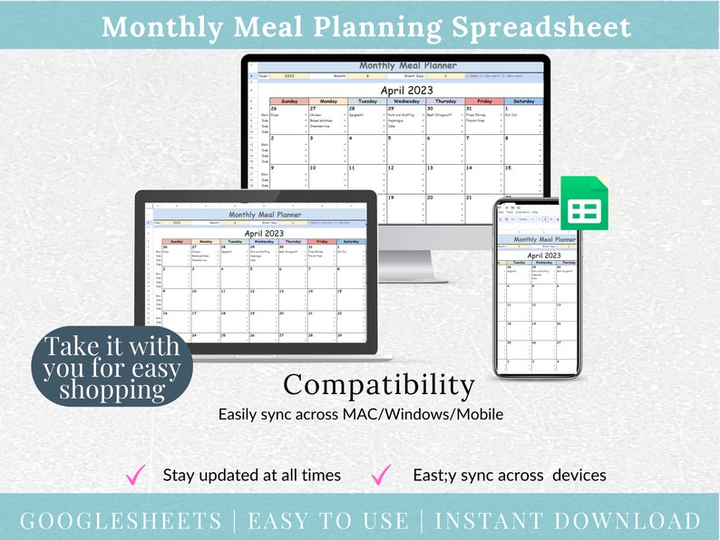 Meal Plan Spreadsheet Template Google Sheets Monthly Meal Etsy Meal Plan Spreadsheet Template Google Sheets Monthly Meal Etsy