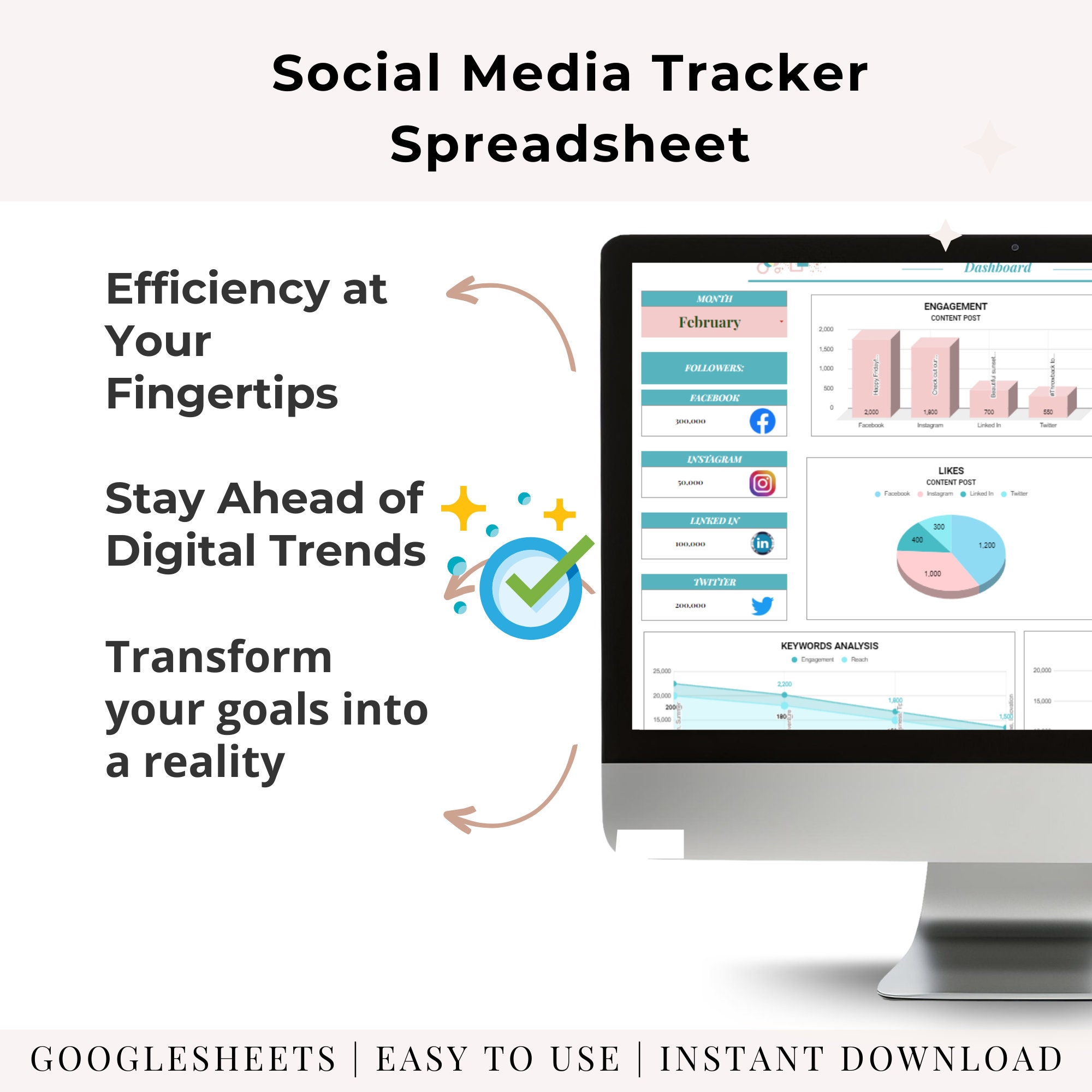 Social Media Tracker Google Sheet Social Media Analytics Tracker for ...