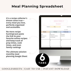 Monthly Meal Planner Editable Meal Calendar Monthly Menu Template Meal Plan for the Month Customize Printable Template Easy Simple