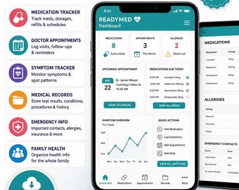 Medical Organizer App Personal Health Binder Medication Tracker Medical Records & Doctor Appointment Planner Health Records Dashboard