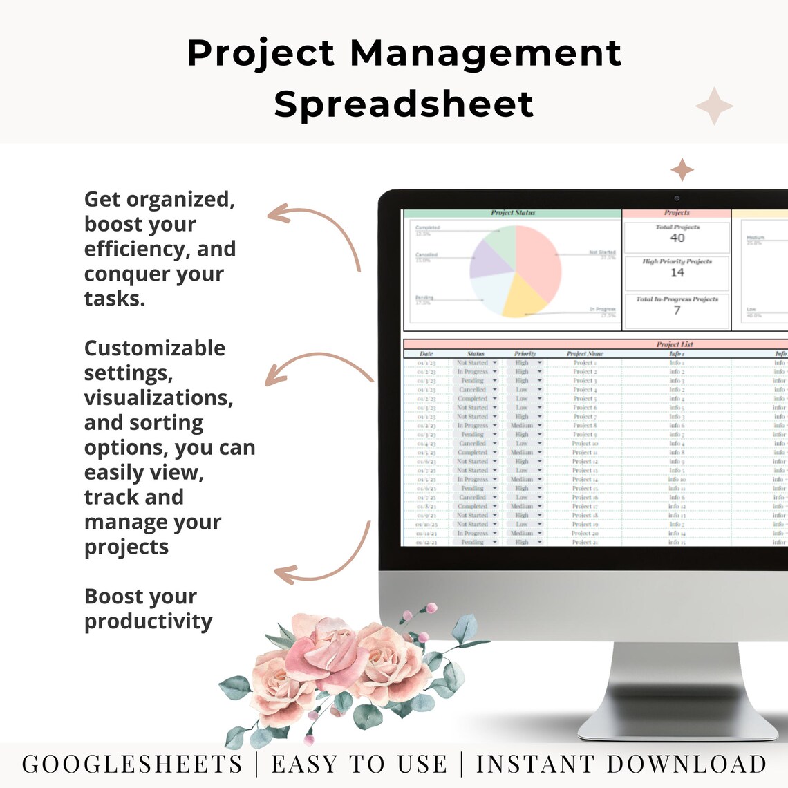 Google Sheets Kanban Board Project Management Template Kanban Chart ...