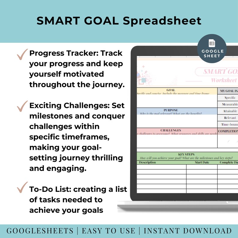 SMART Goal Planner: 12 Week Google Sheets Tracker (digital Download) - Etsy