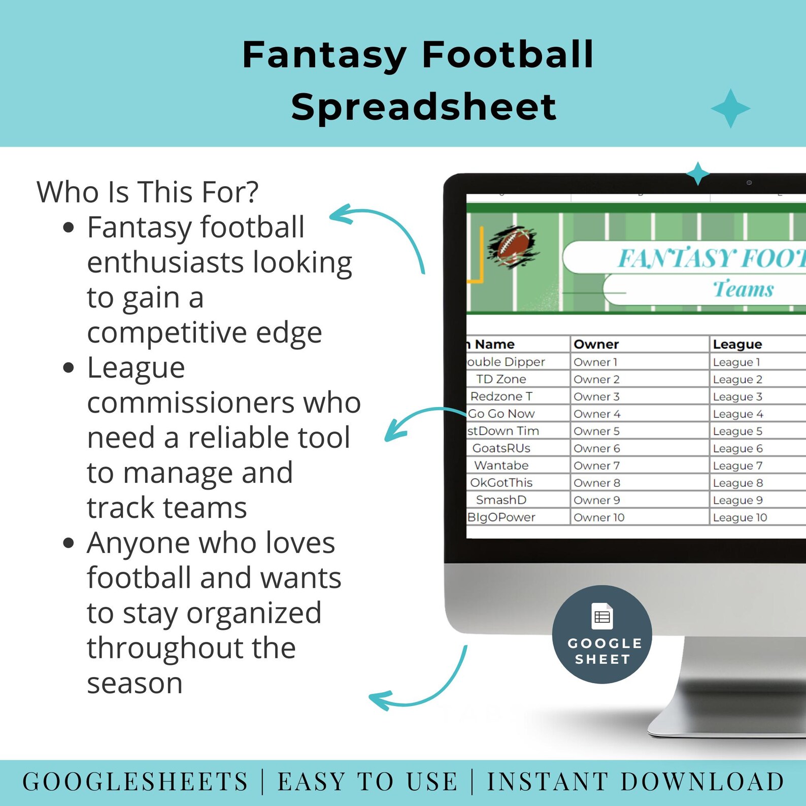 Fantasy Football Spreadsheet Tracker Google Sheets Teams League Score