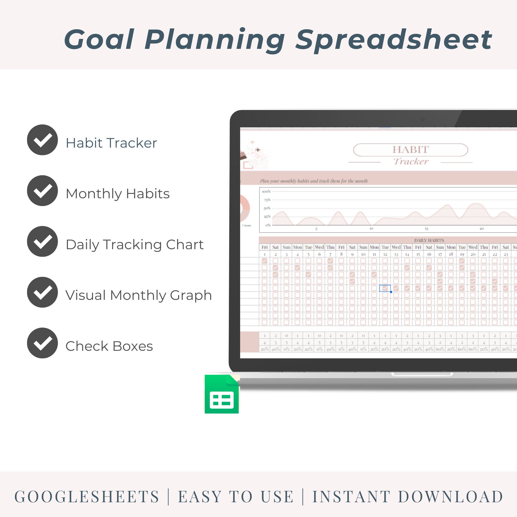 Goal Planner Spreadsheet: Google Sheets Goal Setting Workbook (digital ...