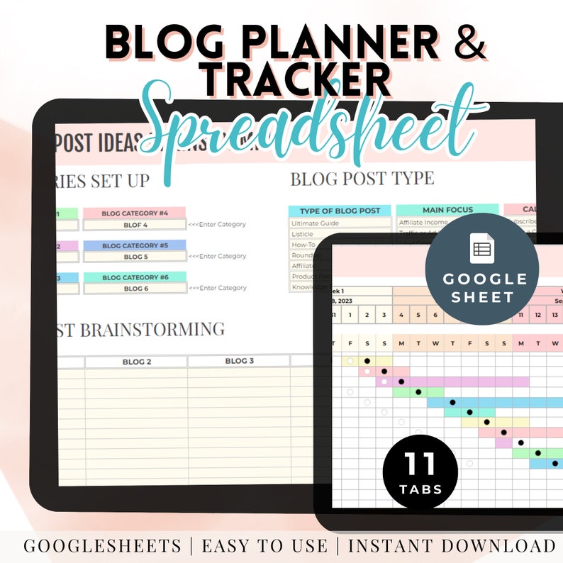 Blog Content Calendar Planner Template Post Tracker Easy Strategy ...