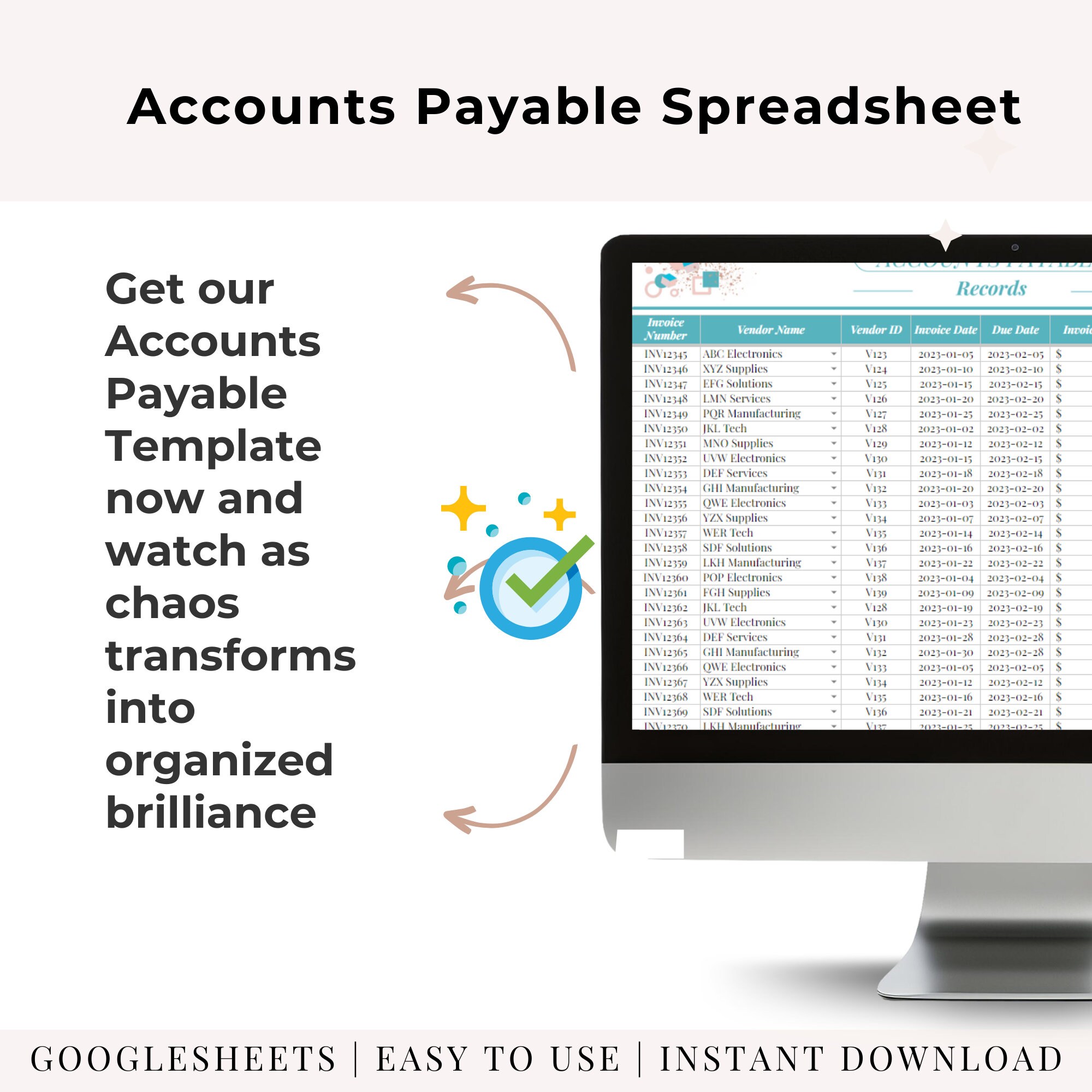 Accounts Payable Sheet Template AP Google Sheets Accounting Template A