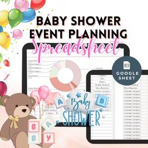 Baby Shower Planner Google Sheets Guest List Planning Template Baby shower Themes Games Party Food Decor Checklist Budget Event Organizer
