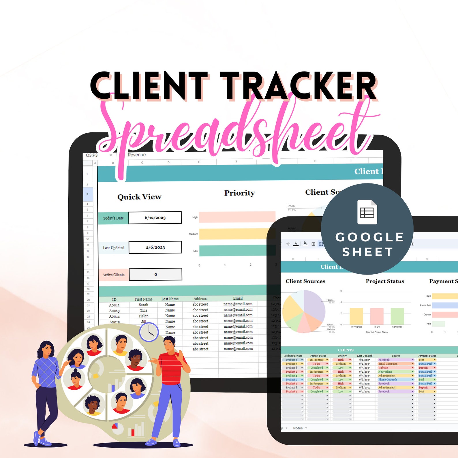 Google Sheets Project Management Dashboard: Client & Task Tracker ...