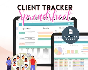 Google Sheets Project Management Dashboard Client & Task Tracker Business Planner Spreadsheet Database Template Communication Log Leads