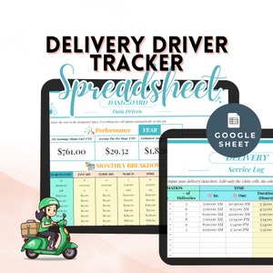Delivery Driver Mileage Log Book Spreadsheet Food Grocery Delivery Driver Mileage Income Tracker Delivery  Mileage Log Taxes Spark Door Dash