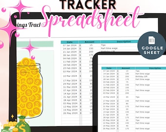 College Savings Tracker Planner Google Sheets Spreadsheet Goal Challenge Education Fund Tuition Money Management Automated and Easy to Use