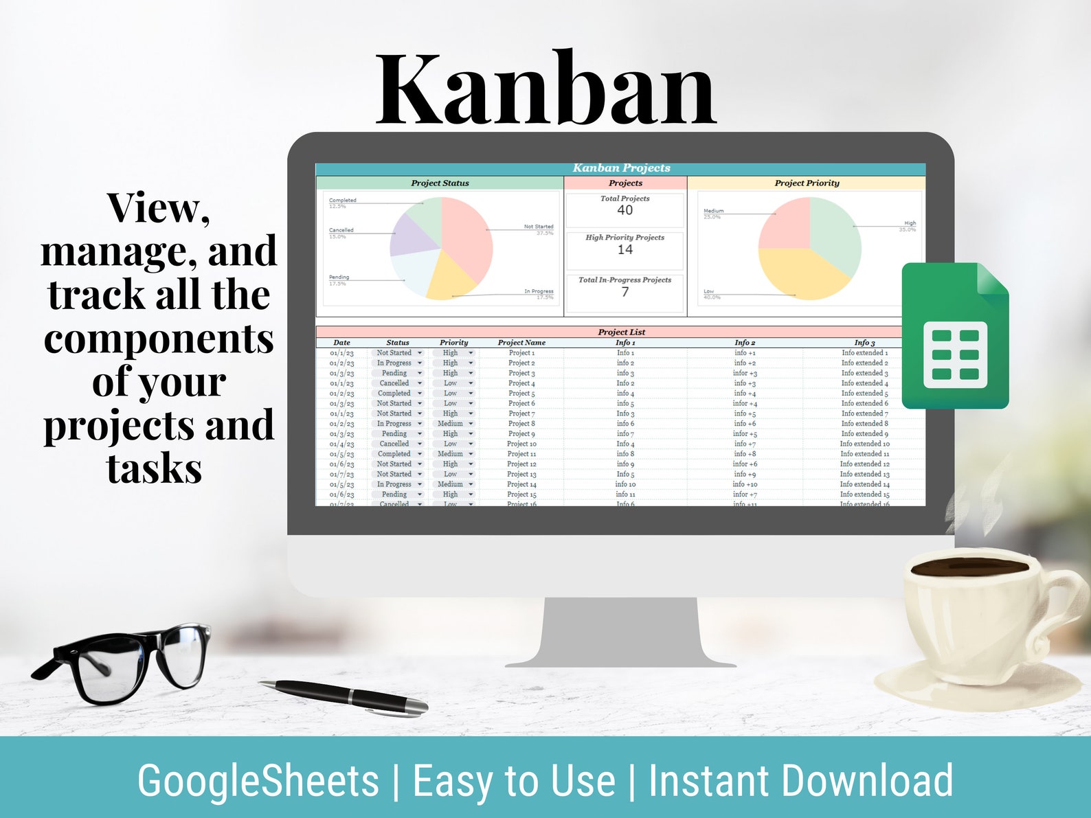 Google Sheets Kanban Board Template Kanban in Google Sheets Etsy