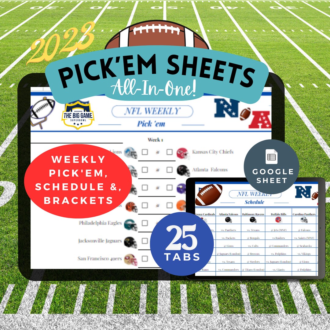 NFL 2023 Schedule Spreadsheet Game Tracker Planner Complete Template