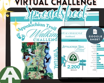 Walking Challenge Spreadsheet Appalachian Trail Fitness Tracker Exercise Weightloss Goal Google Sheets Health Hiking Steps Daily Weekly Log