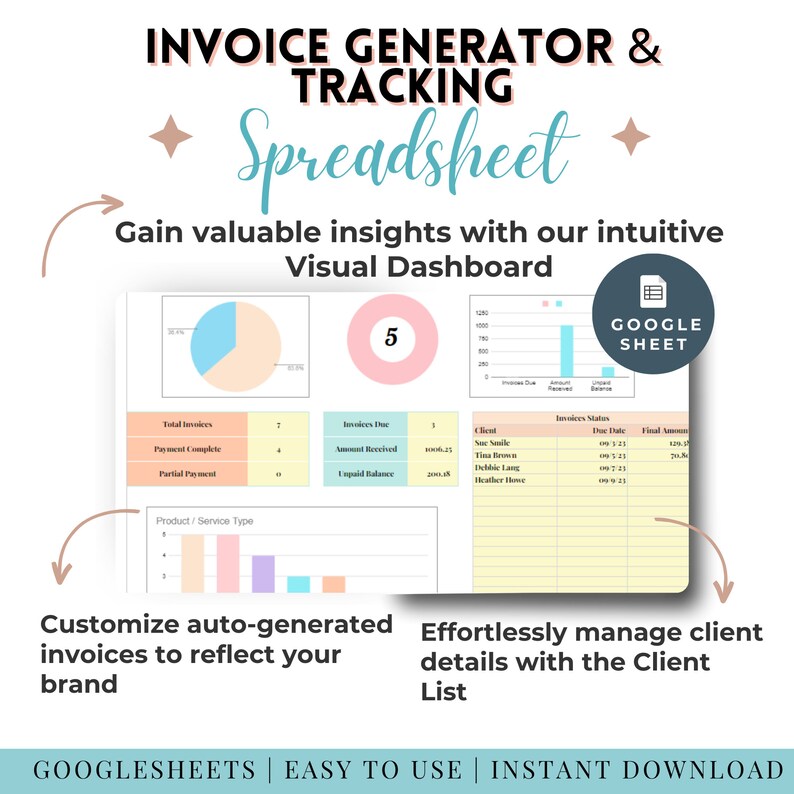 Google Sheets Invoice Tracker Template Automated Invoice Google Sheets ...