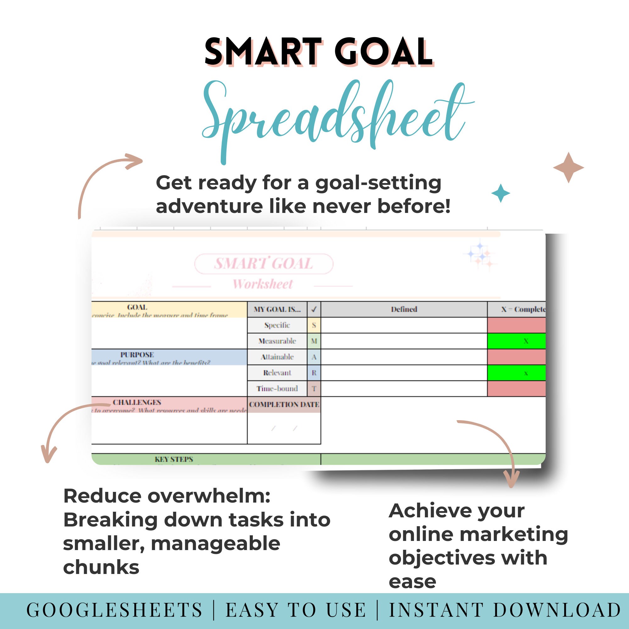 SMART Goal Planner: 12 Week Google Sheets Tracker (digital Download) - Etsy