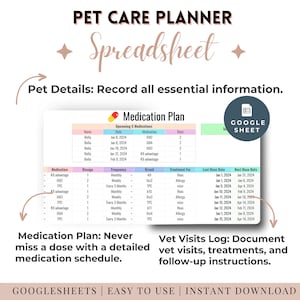 Pet grooming and hygiene planner Google Sheets
Emergency preparedness plan for pets spreadsheet
Pet vaccination and medical history tracker
Pet insurance claims tracker Google Sheets
Pet travel and boarding planner spreadsheet