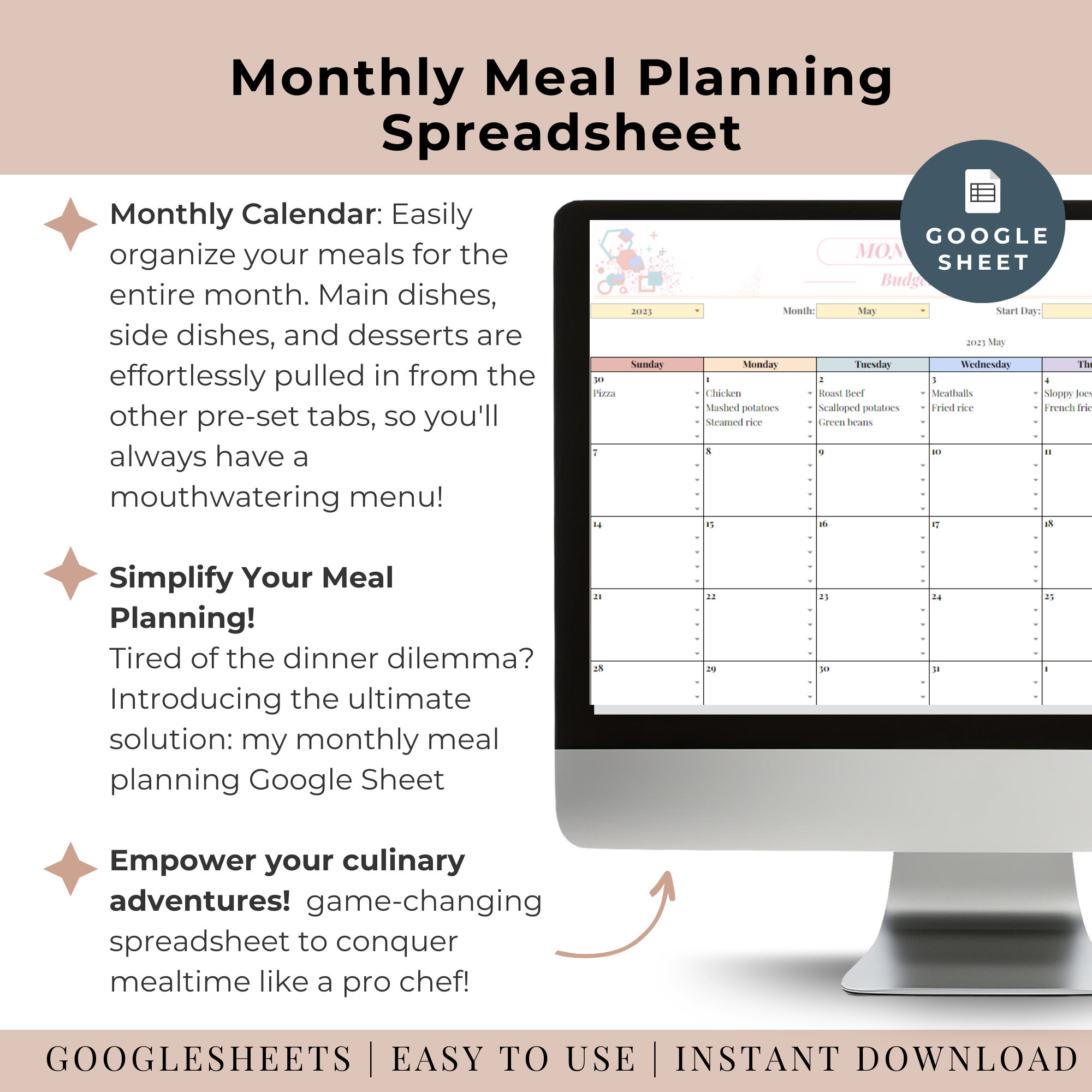 Meal Plan Spreadsheet Template Google Sheets Automatic Grocery List ...