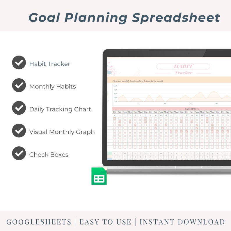 Goal Setting Template: Smart Goals Planner Google Sheets (digital ...