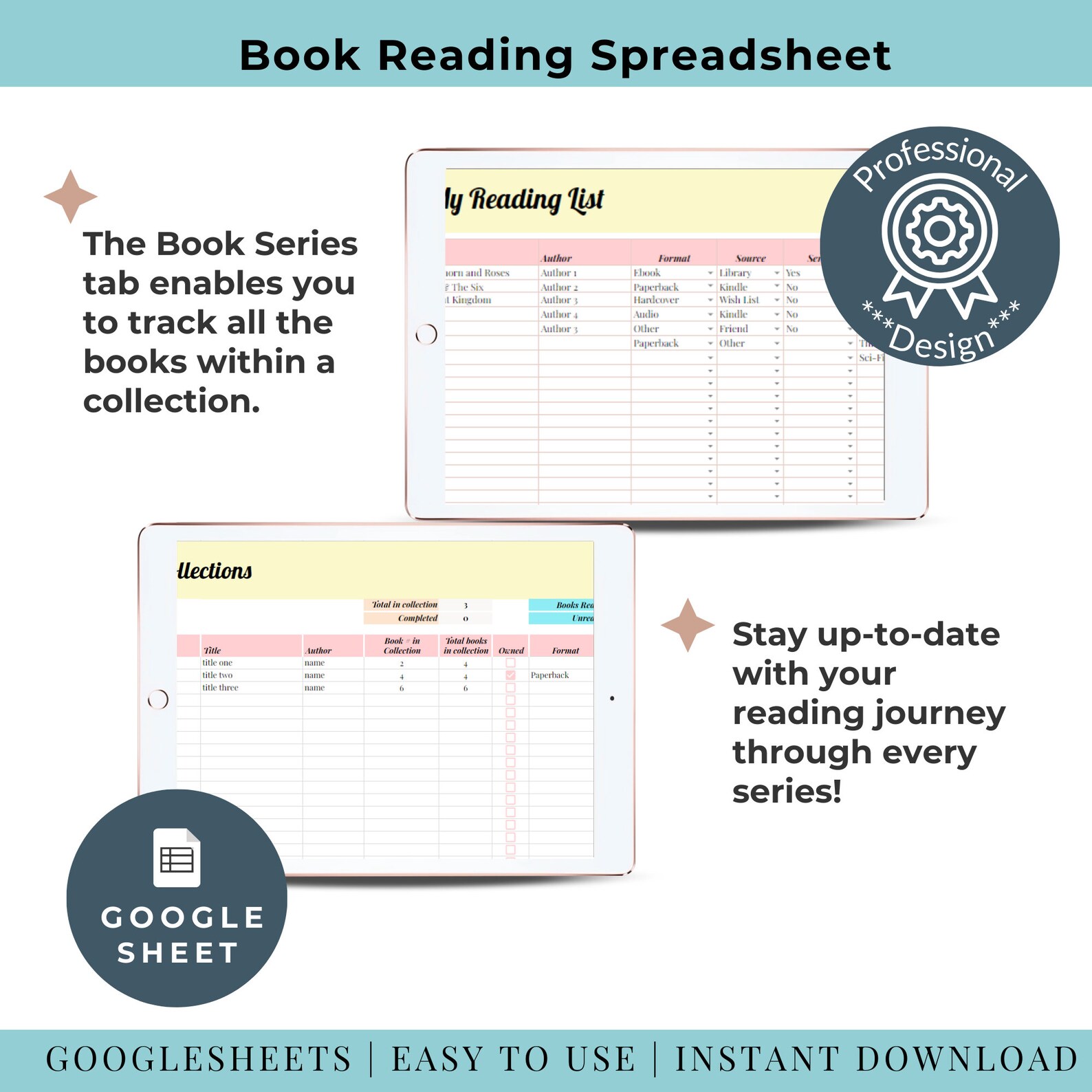 Book Tracker Spreadsheet Google Sheets Reading List Planning Log Book ...