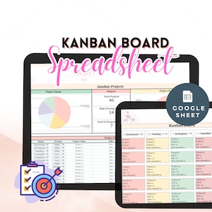 Google Sheets Kanban Board Template: Project Management (Digital Download)