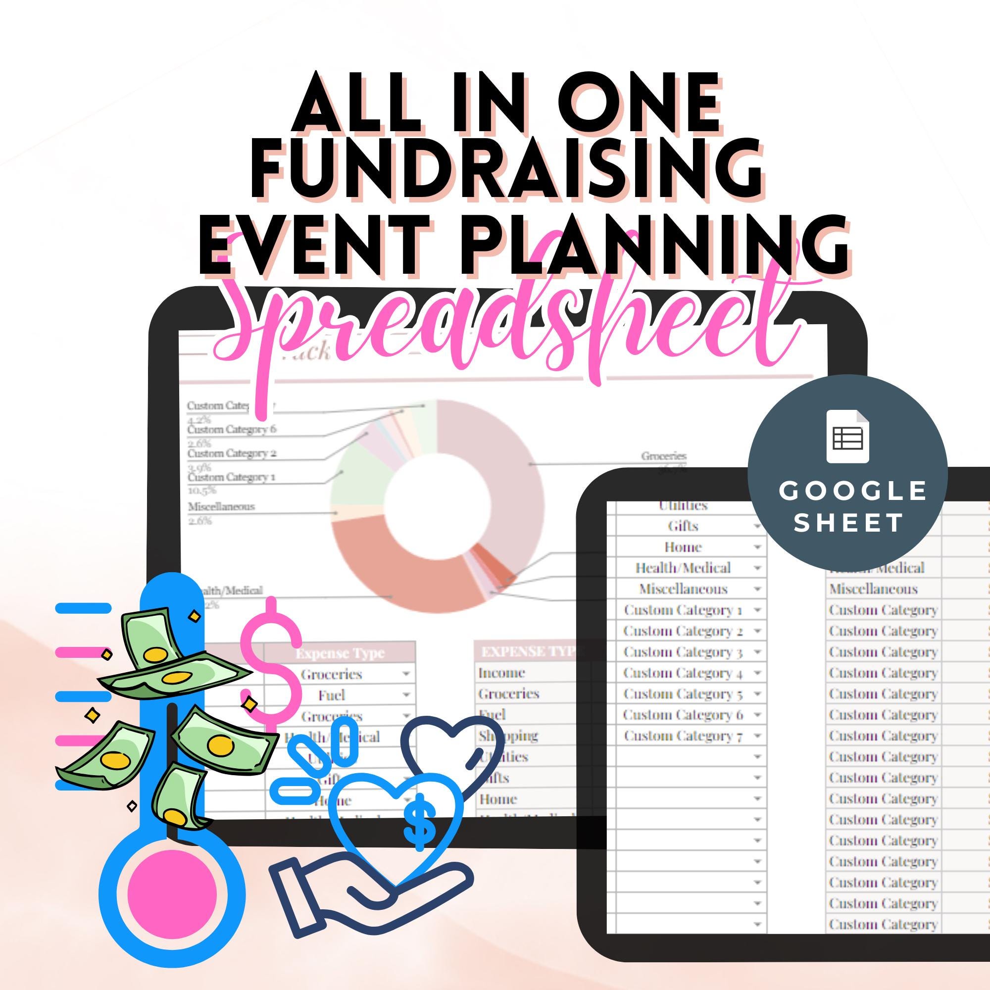 Fundraising Event Google Sheet Template Nonprofit Tracker Donation Log ...