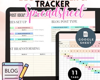 Blog Content Planner Google Sheets, Social Media Management Template, Digital Download for Instagram, TikTok, YouTube, Social Media Calendar