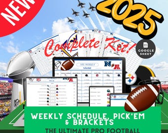 Complete Football Office Pool Kit Bundle Pro Football Weekly Pickem Complete Package  Bonus Season Schedule with Playoff Brackets