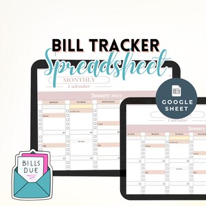 Month Bill Tracker Spreadsheet  Bill Calendar Spreadsheet Google Sheets Bill Payment Planner Personal Finance Dashboard