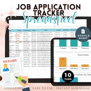 Plantilla definitiva de seguimiento de trabajos Hojas de cálculo de Google Búsqueda de empleo organizada Gestión de aplicaciones Currículum vitae Planificador de cartas de presentación Hoja de cálculo completa