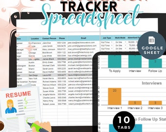 Ultimate Job Tracker Template Google Sheets Organized Job Search Application Management Resume Cover Letter Planner Spreadsheet Complete