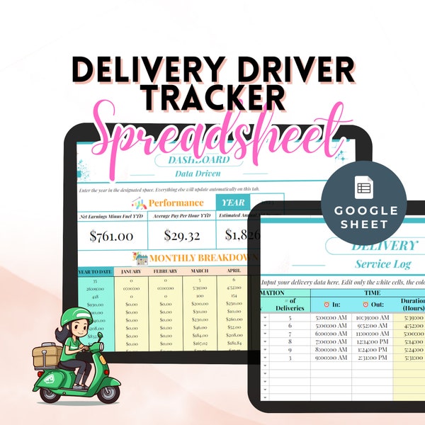 Delivery Driver Tracker Excel Etsy