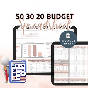 50/30/20 Budget Template: Monthly Budget Dashboard (Excel & Google Sheets) (Digital Download)