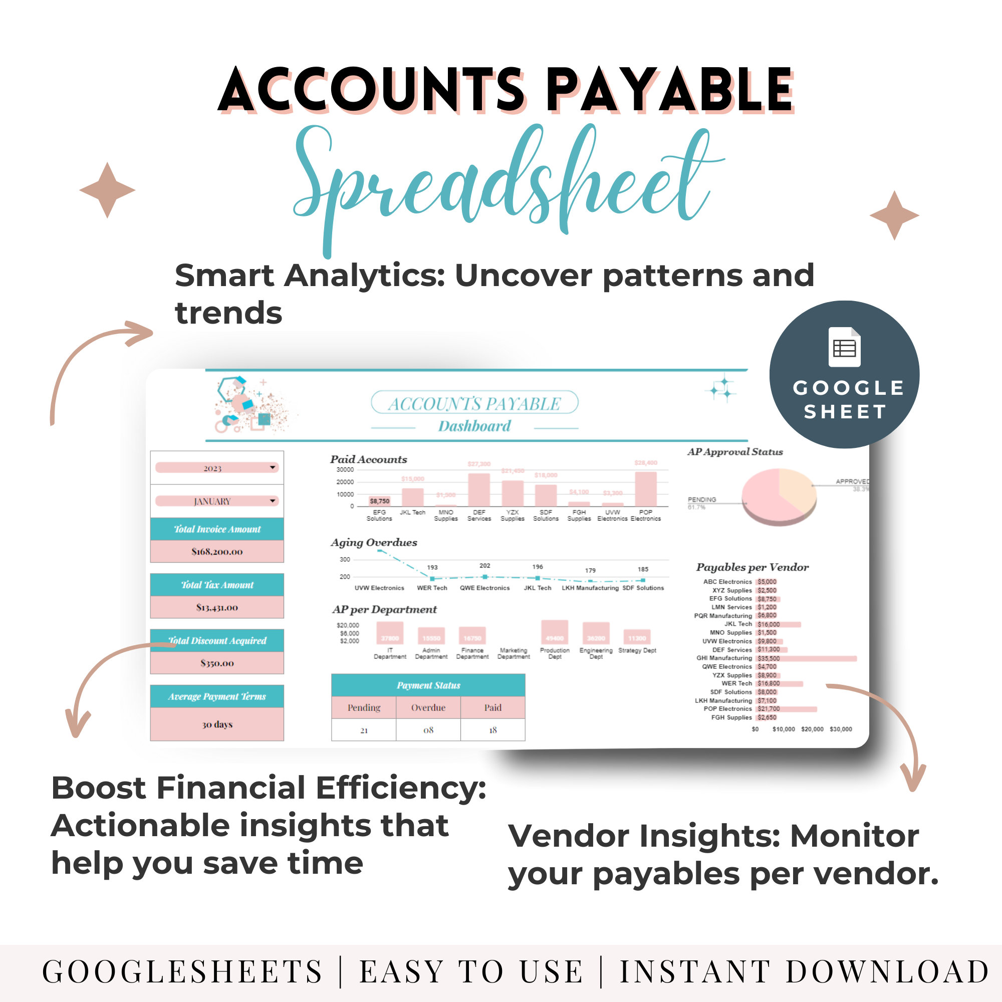 Sample Payable Tracker Accounts Payable Sheet Template AP Google Sheets Accounting Template A ...