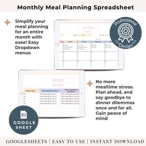 Lunch Plan Google Sheet
Monthly Menu Planner Template
Meal Planning Spreadsheet Template
Dinner and Lunch Organizer
Budget-Friendly Meal Prep