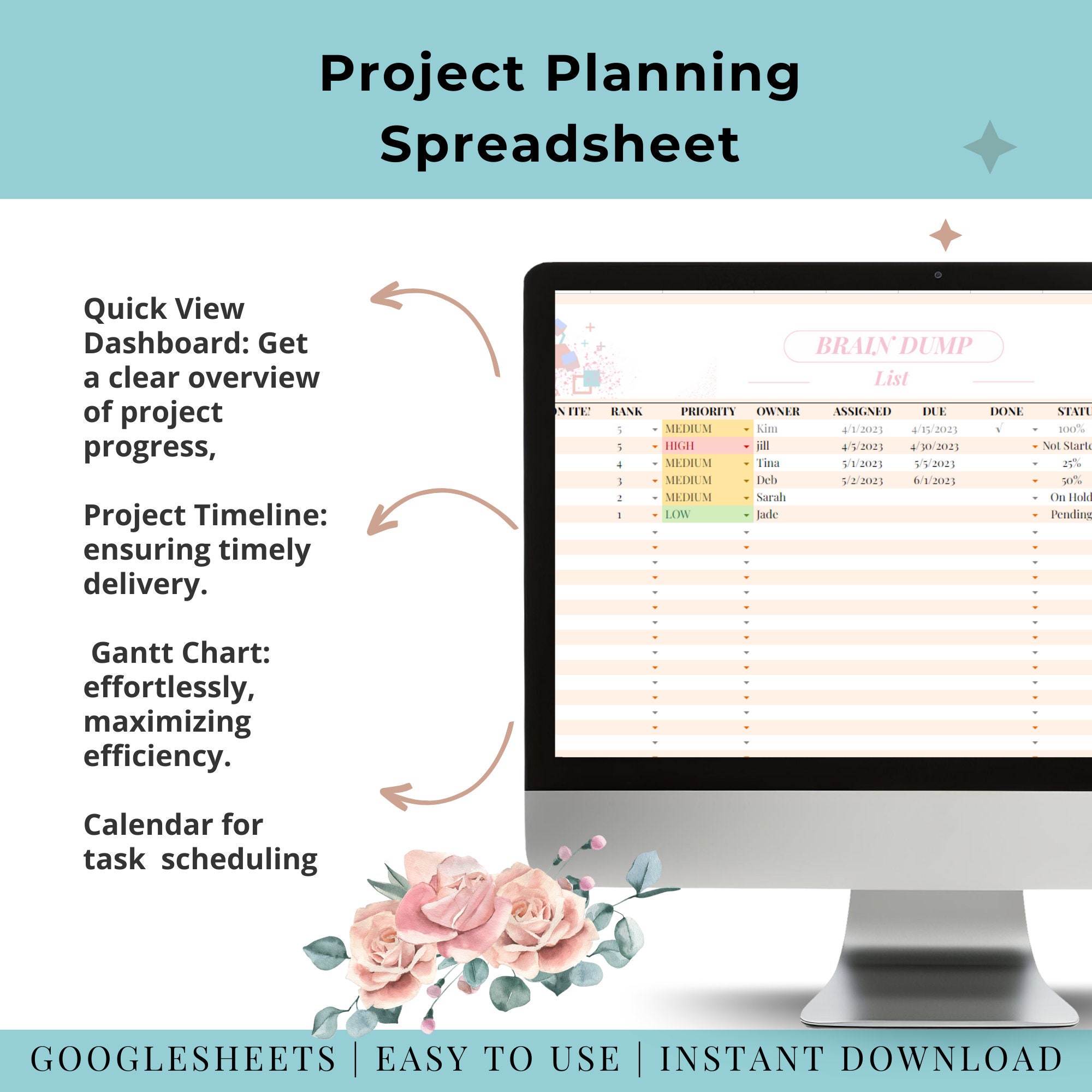 Project Planner Template Google Sheets Tracker Project Managementto Do ...
