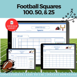 Arkusz kalkulacyjny do gry w piłkę nożną: Siatka 100, 50, 25, cyfrowa do pobrania, zbiórka funduszy, dzień meczu, do druku
