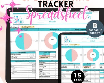 Sports Betting Tracker: Google Sheets Dashboard Template Digital Download Template Bet Log Record Strategy